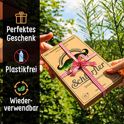 SCHLÜRFLER® Glasstrohhalme - 6 x 20cm - Made in Germany + Reinigungsbürste - Glastrinkhalme Spülmaschinenfest - Glas… – Bild 4