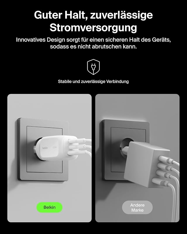 3 Port USB C Ladegerät, 100 W, GaN-Ladegerät, 2 USB-C-Anschlüsse, 1 USB-A-Anschluss, inkl. Reisestecker für EU/UK/USA, Schnellladen von MacBook, iPhone, iPad Pro, Samsung Galaxy, Pixel – Weiß
