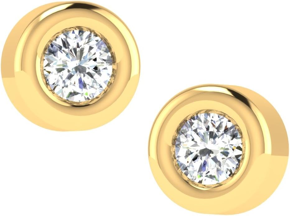 0.07 Ct Real Diamond Stud Earring in Gold for women Amazon.co.uk