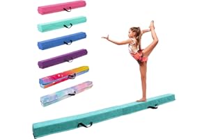 FINCOME 8FT/9FT/9.5FT/10FT Folding Balance Beam, Portable Gymnastics Beam Equipment with Non Slip Rubber Base & Suede Cover for Training/Practice/Professional Home Exercise