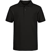 IZOD boys School Uniform Short Sleeve Polo Shirt, Button Closure, Comfortable & Soft Pique Fabric