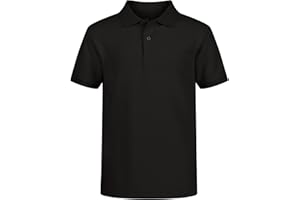 IZOD boys School Uniform Short Sleeve Polo Shirt, Button Closure, Comfortable & Soft Pique Fabric