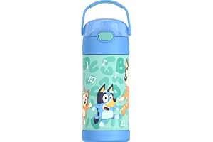 THERMOS FUNTAINER Water Bottle with Straw, 12oz, Bluey | Kids Stainless Steel Insulated Water Bottle, Keeps Drinks Cold Longer for School & Play, BPA-Free