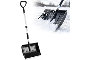 Goplus Snow Shovel for Driveway, 48" Long Snow Removal Tool with Ergonomic D-Grip Handle, Aluminum Strap & Shaft, Heavy-Duty 