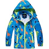 IjnUhb Waterproof Hooded Jacket for Boys Girls,Kids Raincoats Outdoor Windbreaker Dinosaur Rain Jacket