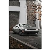 Muscle Car City Building Nature Artwork Grey Car Posters for Room Mens Living Room Bedroom Decor Aesthetic Art Prints Car Wall Decor Canvas Art Wall Decor Framed Unframed 12x18inch(30x45cm)
