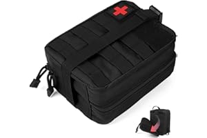 DEMEARLY Tactical Medical Pouch with Rip-Away Hook and Loop – Molle First Aid Kit Bag, Duty Belt Keychain Clips