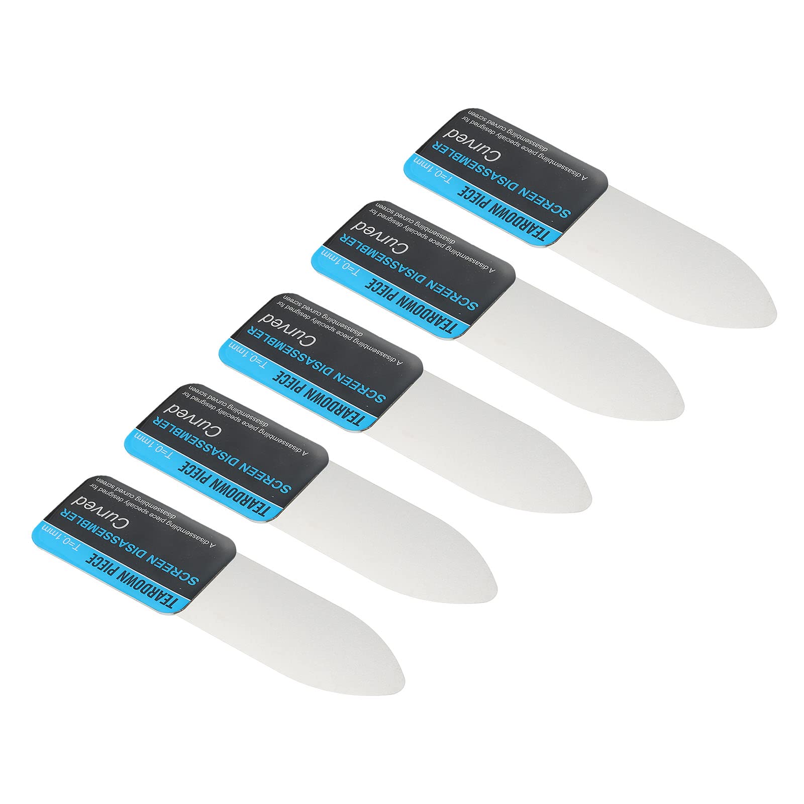 PATIKIL Flat Curved Spudger Pry Blade Professional Stainless Steel Metal 0.1mm Ultra Thin Pry Opening Tool for Mobile Phone Repair 5pcs