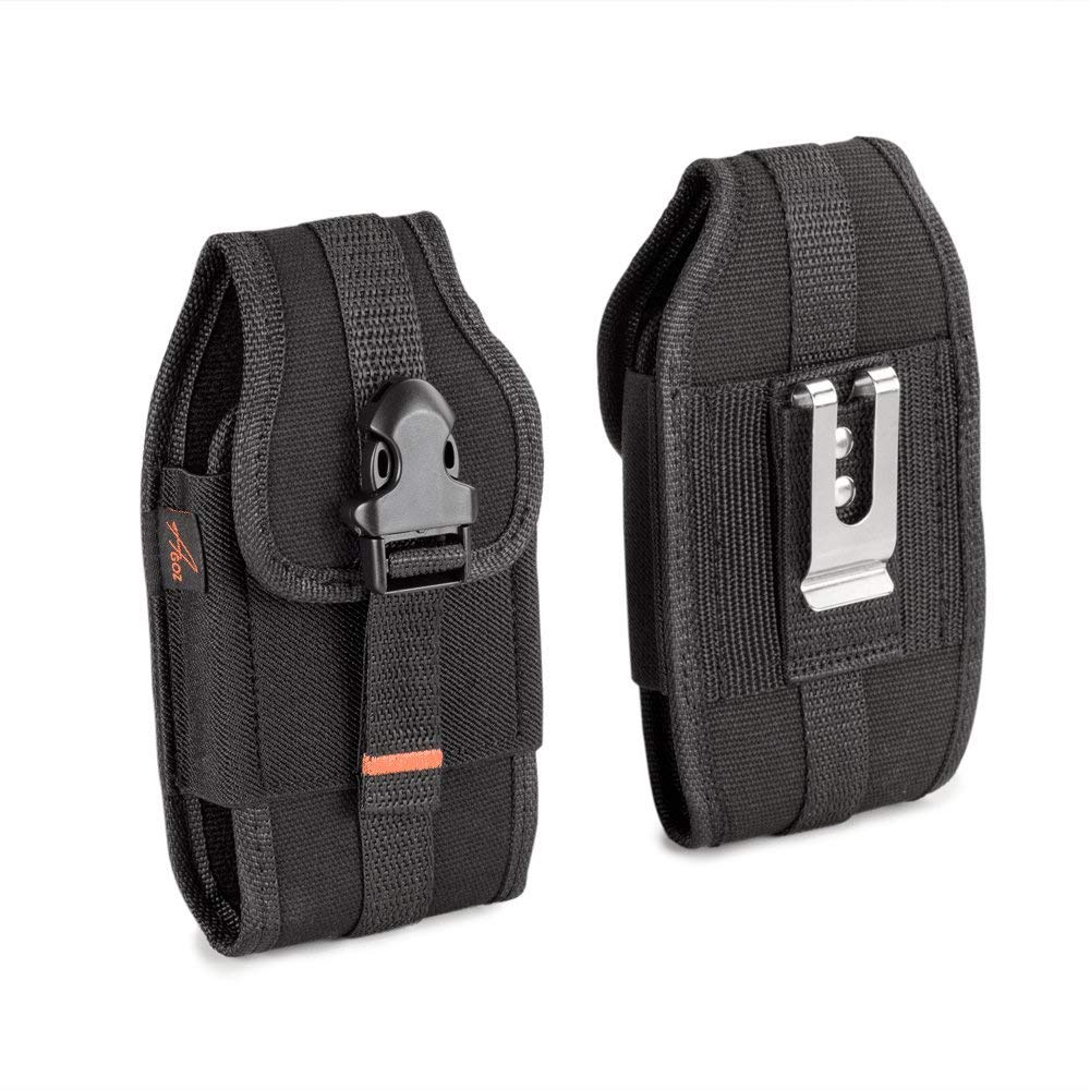 AGOZCarrying Case for OnePlus 6T 6, OnePlus 5, One Plus 5T, Heavy Duty  Rugged Canvas Vertical Holster Pouch Cover with Metal Clip, Belt Loops, Card