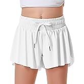 Girls Flowy Shorts Butterfly Shorts for Kids with Pocket 2-in-1 Athletic Shorts Running Shorts for Girls