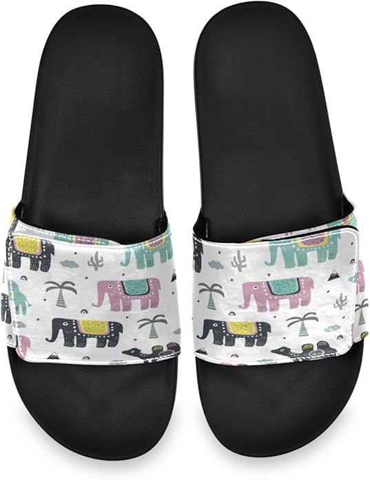 Blueangle Exotic Animals Elephant Men's Comfort Slide Sandal Adjustable