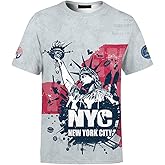 NLZI Unisex 3D Graphic Printed American USA States T Shirts Casual Short Sleeve Tee Shirt