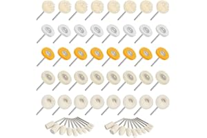 Eyech 60Pcs Polishing Buffing Wheel Set, Wool Felt Cotton Mini Brush Polishing Kit with 1/8 Inch Shank for Buffing Wheels, Wa