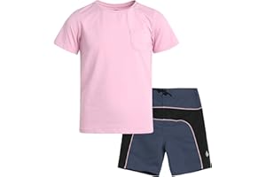 Volcom Boys' Swim Wear Set - 2 Piece Short Sleeve T-Shirt and Board Shorts - Stylish Beach Wear Set for Boys (Sizes: 2T-7)