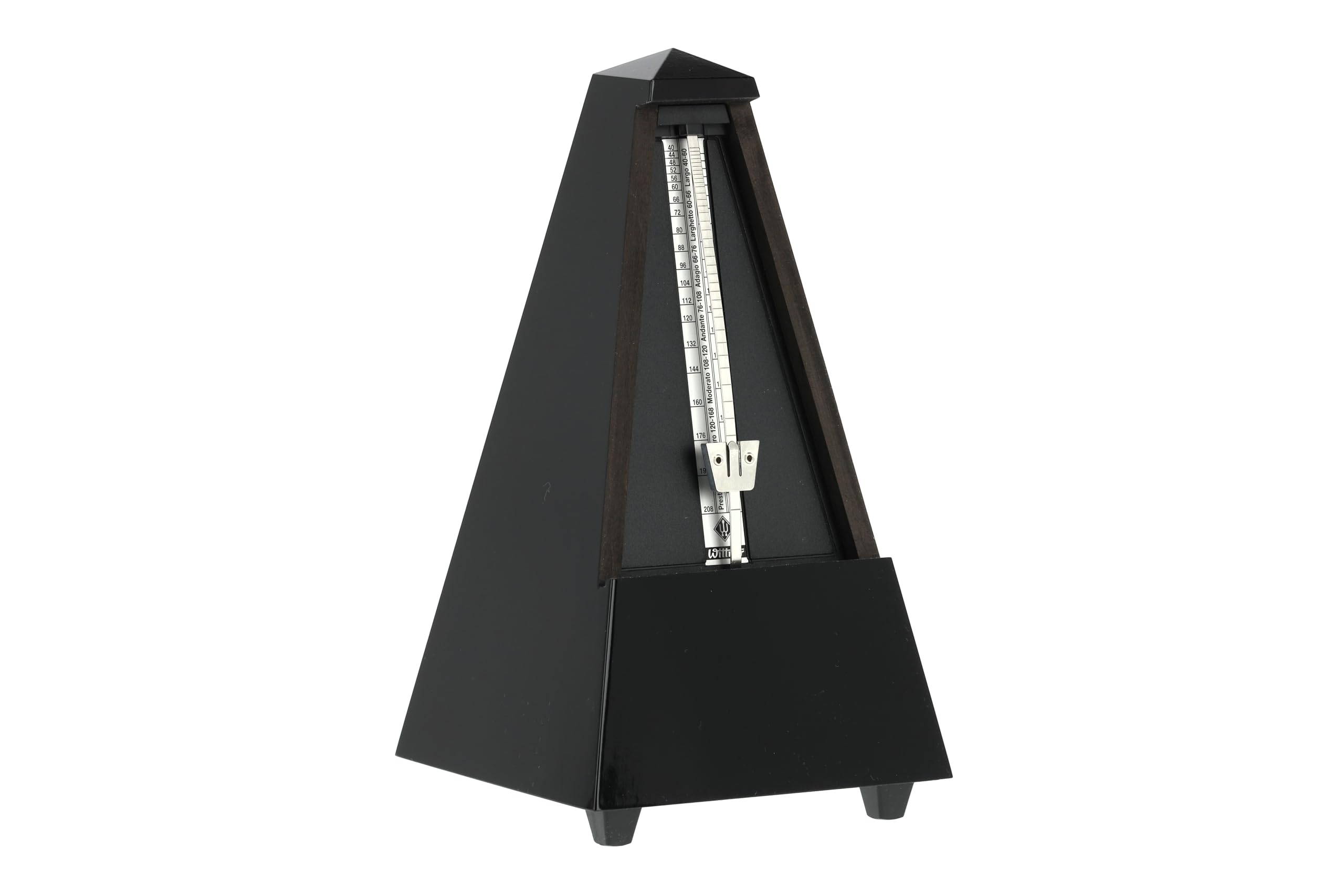 Wittner Metronome Taktell Pyramid Shape System Maelzel Series 800 - Solid wood casing - Without bell - High gloss black - Mechanically wound - No batteries required - Made in Germany — image 1
