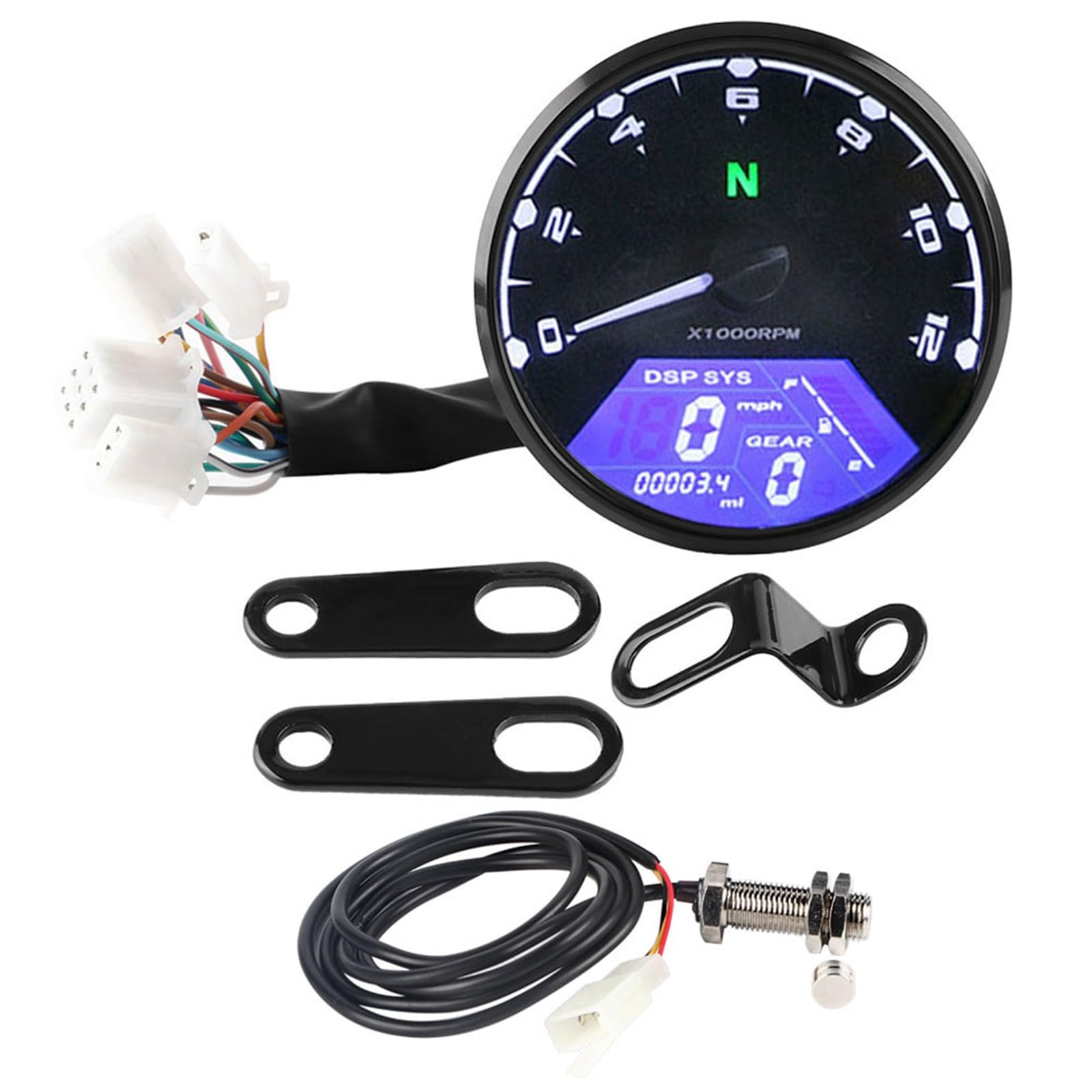 12V Motorcycle LED Backlight Digital Tachometer Speedometer Computer Odometer Fits 12000 RPM, Auto Meter,tachometer