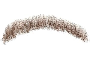 Parceria Fake Mustache, Easy Applying Hand Tied Human Hair Fake Beard, Comfortable and Skin Friendly Realistic Lace Costume Facial Hair for Men Theatrical, Cosplay, Drama, Party, Movie (HZ03-Brown)