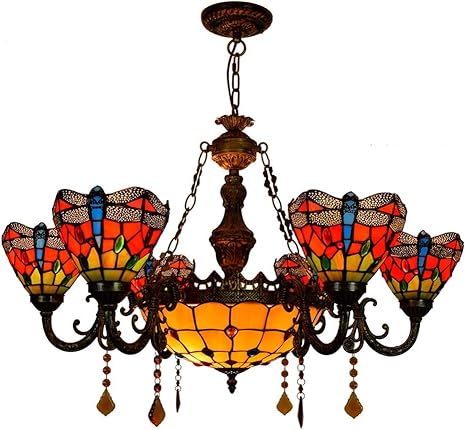 Tiffany Style Semi Flush Mount Ceiling Light American Minimalist