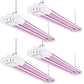 Sunco 2ft Grow Light LED, 20W, Full Spectrum, for Seed Starting, Seedling, Indoor Plants, Plug in Suspended Fixture, Link Up to 8, Inline Switch, ETL 4 Pack.