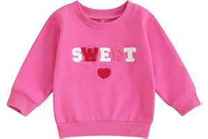 Lesimsam Toddler Baby Boy Girl Valentines Outfit Crewneck Sweatshirt Letter Print Long Sleeve Pullover T-Shirt Tops