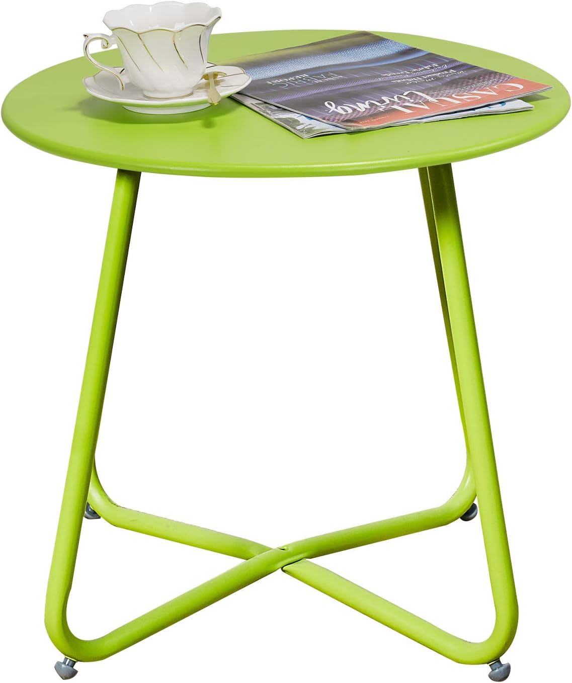 Grand patio Premium Indoor/Outdoor Round Metal Weather-Resistant Side/Accent Table for Patio, Yard, Balcony, Garden (Lime Green): Kitchen & Dining