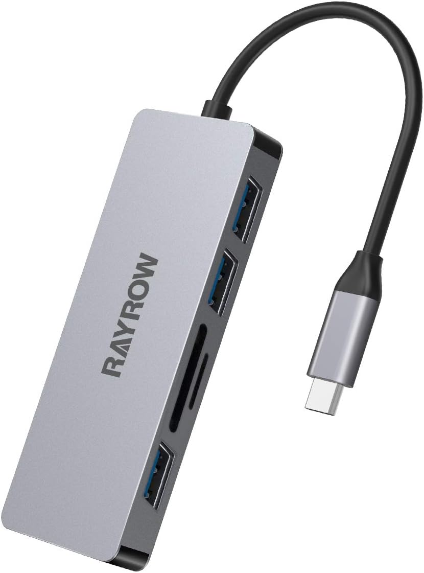 RAYROW USB C Hub, 6-in-1 USB C Adapter for MacBook Pro/Air 2020/2019/2018 with 4K USB-C to HDMI, 3 USB 3.0 Ports and SD/TF Card Reader for Galaxy Note 10 S10 S9 S8, Chromebook, XPS: Computers & Accessories