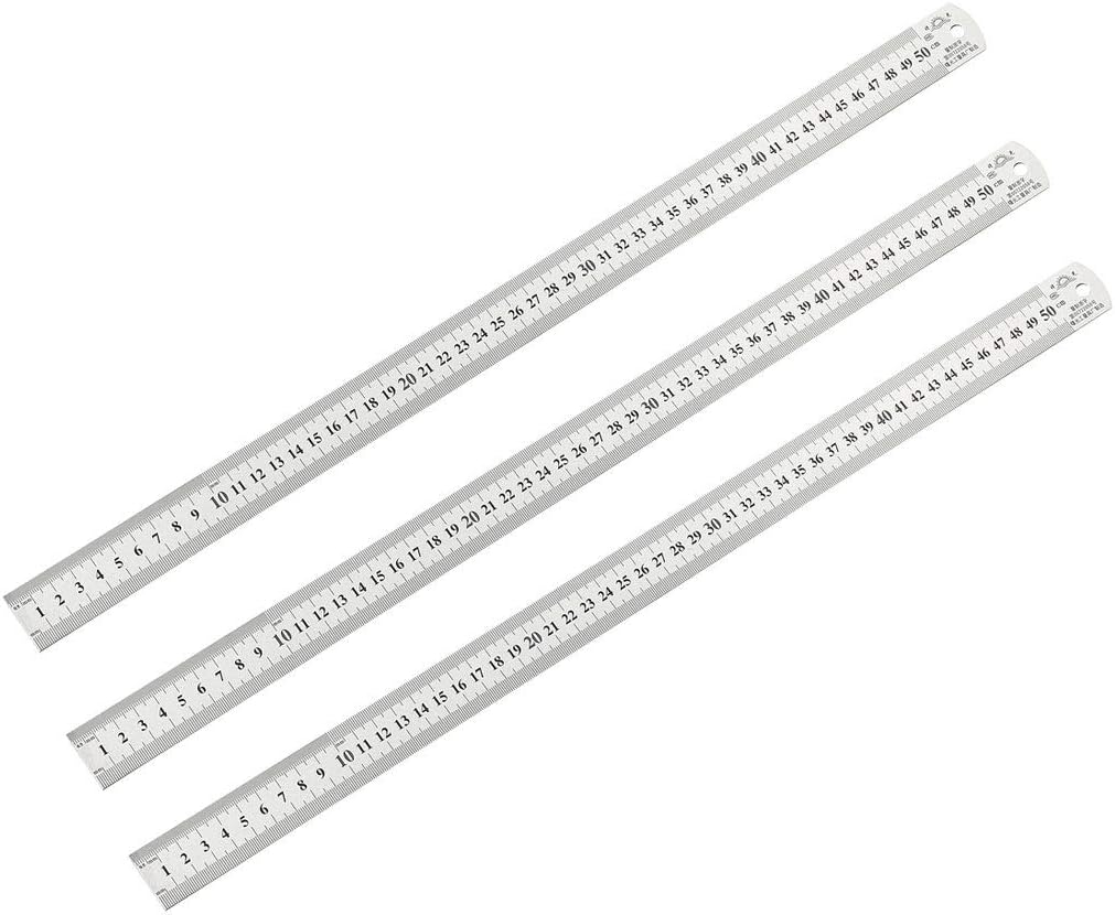 Uxcell Straight Ruler 500mm Inch Metric Stainless Steel Measuring Tool With Hanging Hole 3pcs Amazon Com