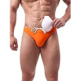 Summer Code Men's Swim Briefs Solid Bikini Padded Swimsuit Low Waist Swimwear with Adjustable Strings
