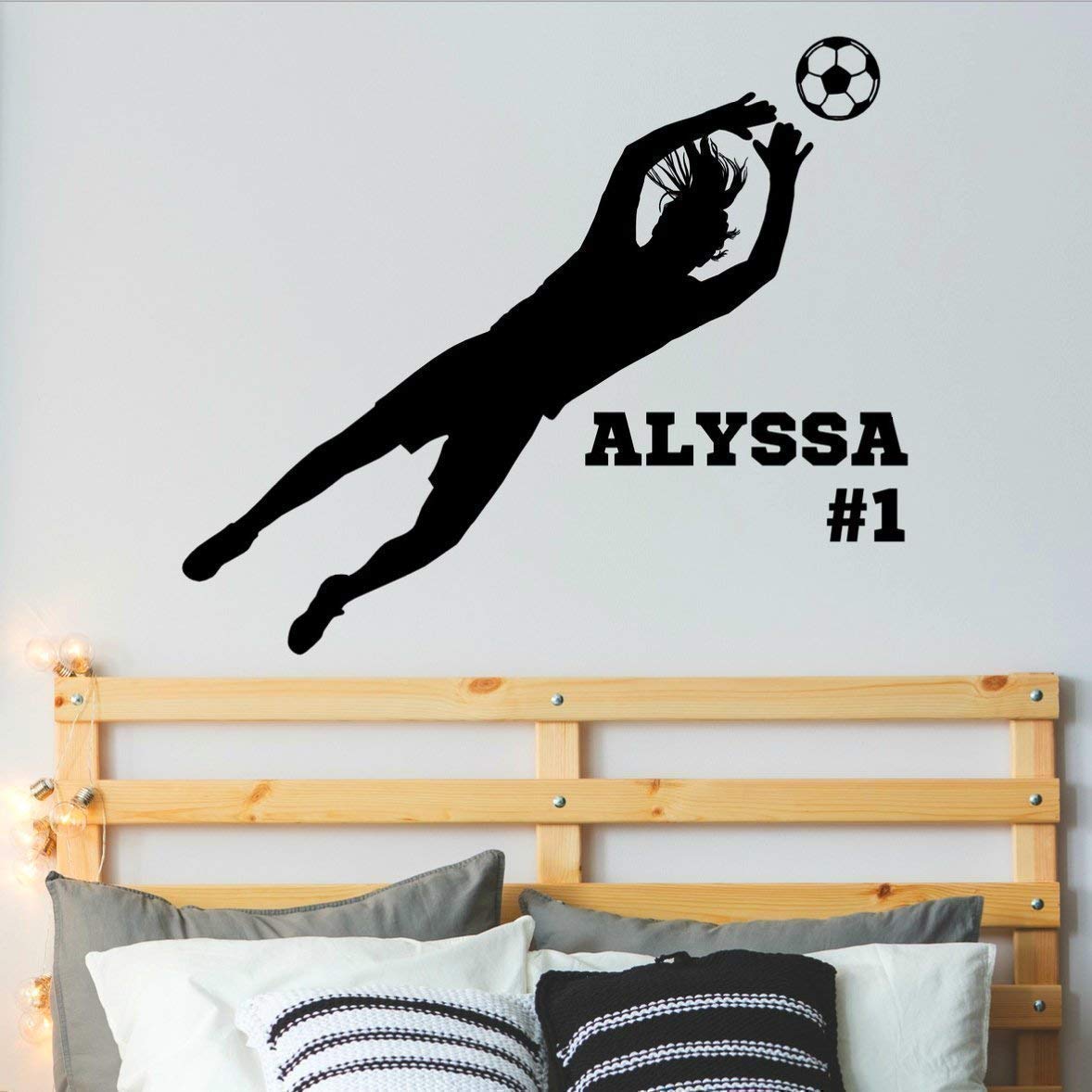 Personalized Girls Soccer Goalie Wall Decal, Girl Soccer