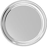 Olmaanseta Large Stainless Steel Round Serving Tray,Metal Silver Bar Tray for Displaying Whiskey Flutes,Mirrored Finish Circular Platter,Trays for Home Decor.
