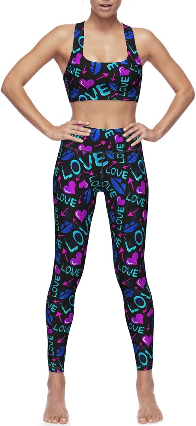 Graffiti Valentine Day pattern Women�s High Waist Yoga