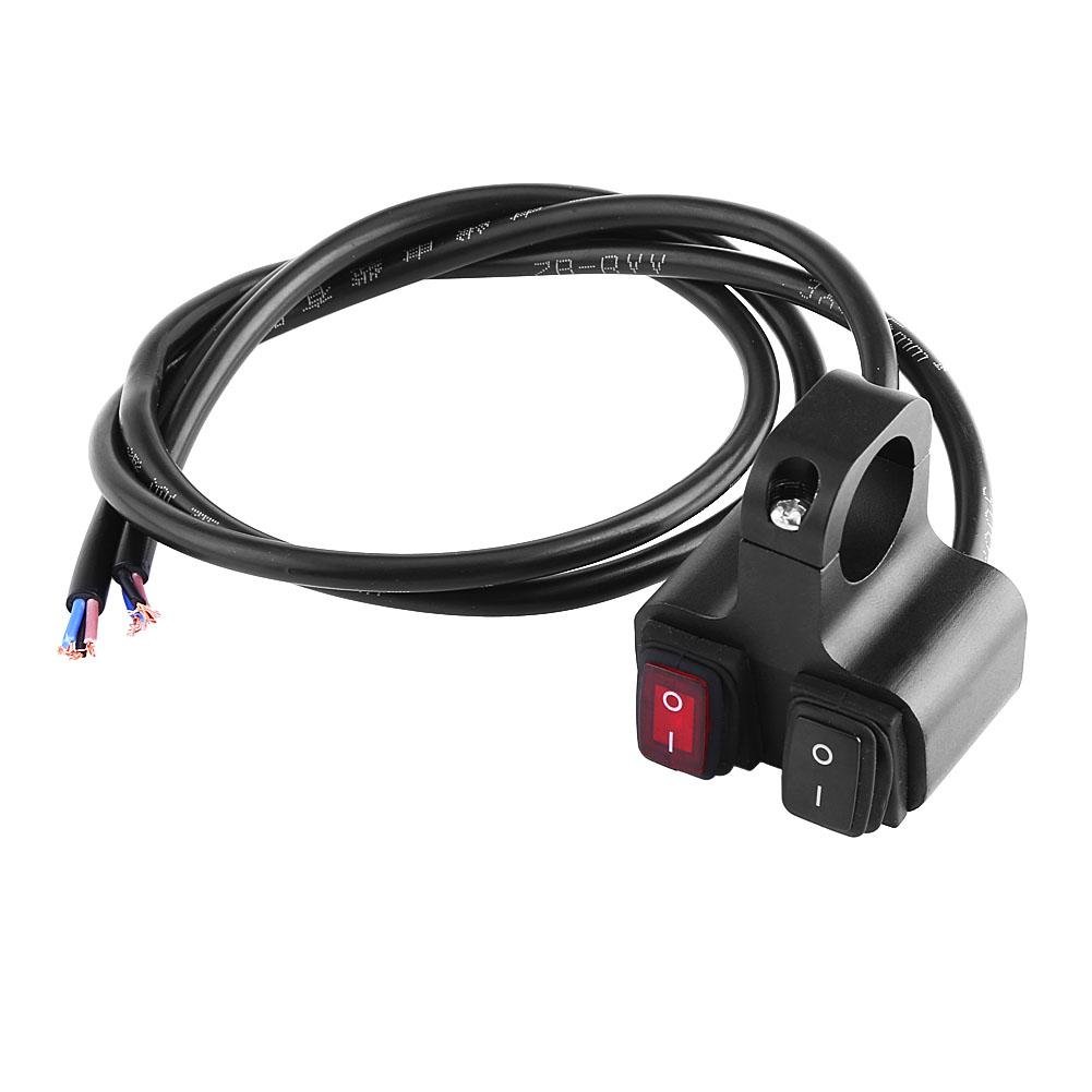 Keenso 12V 16A Motorcycle Handlebar Dual ON/OFF Switch, Waterproof Aluminium CNC Spotlight Dual Switches for 7/8 Inch 22mm Handlebar Switch Fog Spot Light On Off Led Indicator Automotive Interior and