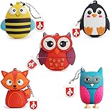 16GB USB Flash Drive Pack of 5 Pcs, BorlterClamp Thumb Drive with Cute Animal Pattern, Gift for Students and Children