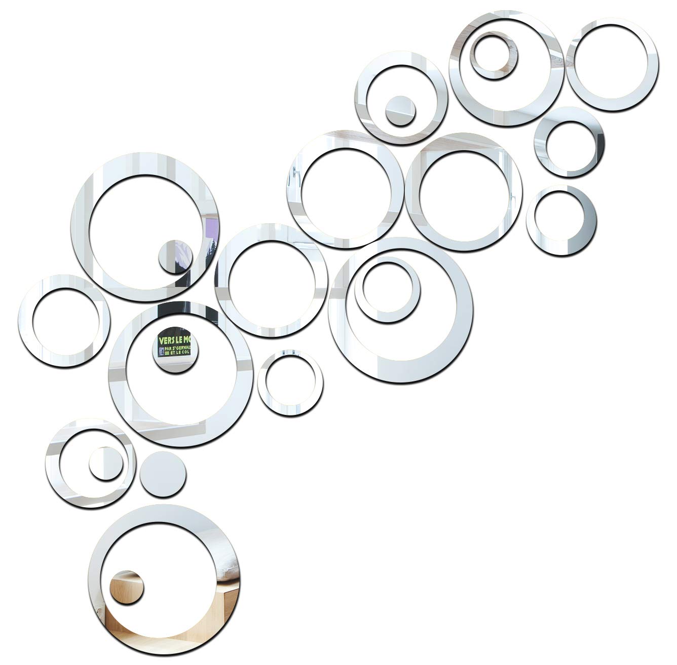 Buy Wall1ders Dakshita Decor 20 Rings Silver 3D Acrylic Sticker, 3D Acrylic Stickers for Wall