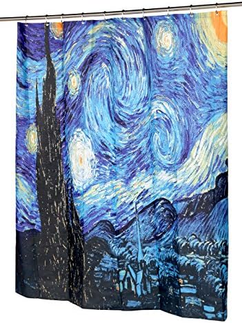 Starry Night Fabric Novelty Shower Curtain – Museum Collection by Artist Vincent Van Gogh