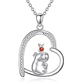 URONE Capybara Necklace 925 Sterling SIilver Capybara Pendant Necklace Animals Jewelry Gifts for Women