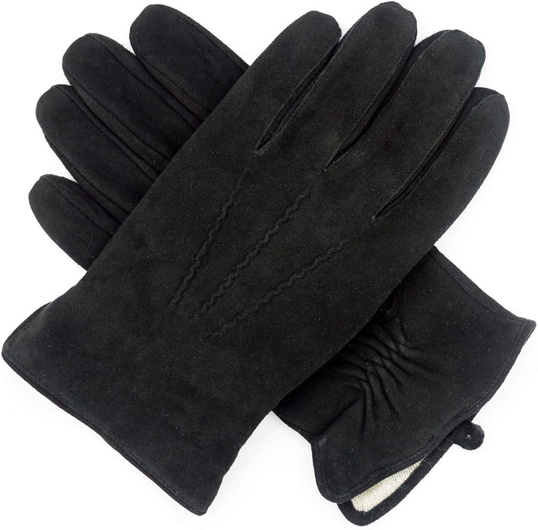 Harssidanzar Mens Luxury Italian Sheepskin Leather Gloves Vintage Finished Cashmere Wool Lined at  Men’s Clothing store