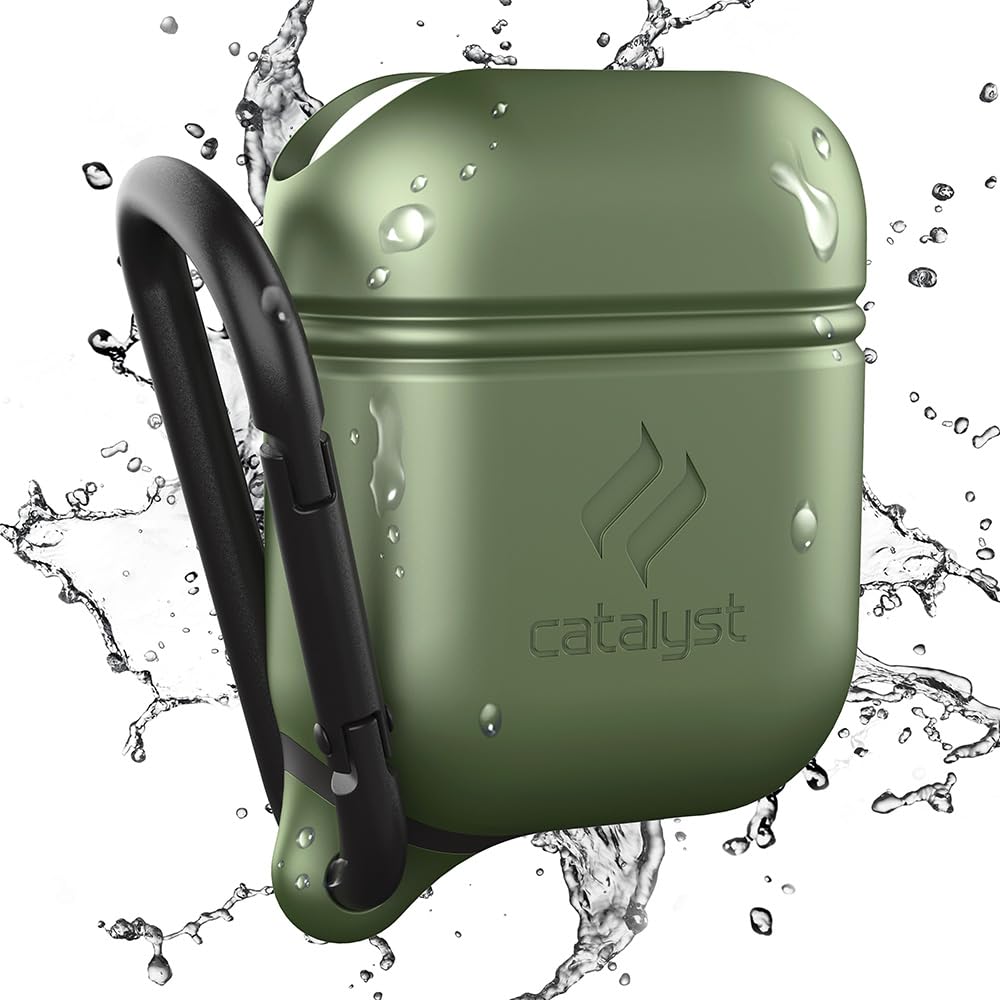 Catalyst Waterproof Case for AirPods 2nd Generation and AirPods 1st Generation - Wireless and USB-C Charging High Drop Protection AirPods Gen 2 and Gen 1 Case with Carabiner, One Piece Design