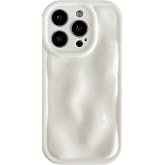 Caseative for iPhone 15 Pro Case, White | Water Ripple Wave Meteorite Bubble Pattern Chrome Plating Soft