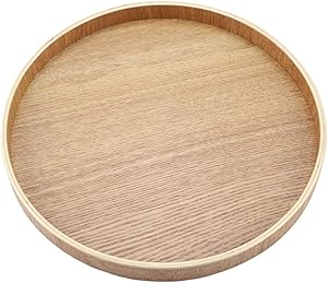 Simlug Serving Tray,Wooden Serving Plate Wooden Round Serving Tray, Natural Wood Plate for Tea Set Fruits Food Home Decoration(24cm)