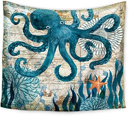 ECONIE Octopus Tapestry Mandala Wall Hanging Tapestry Marine Life Bohemian Tapestry Wall Art Decor Beach Throw Table Runner/Cloth 51" x 60"Inches (03)