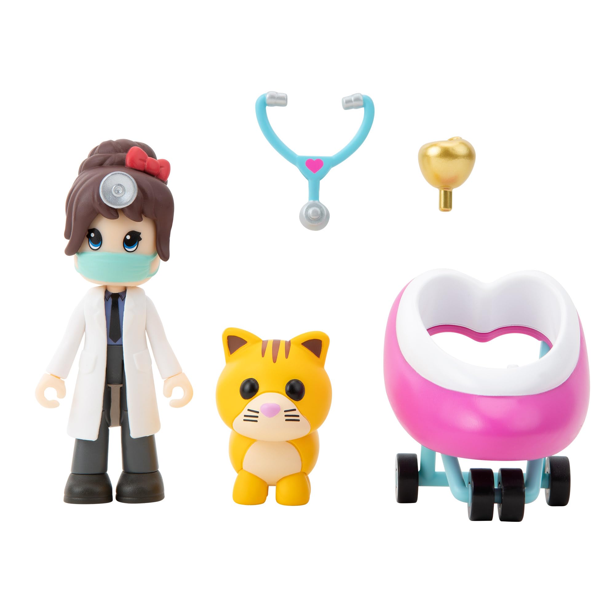Adopt Me! Dr. Heart & Ginger Cat Friends Pack, Wave 1 - Top Online Game - Fun Collectible Toys for Kids Featuring Your Favourite Pets
