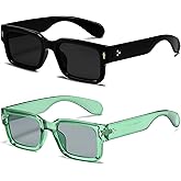 EYLRIM Square Frame Sunglasses for Women Men Trendy Chunky Rectangle Sun Glasses Black Shades UV400 Protection