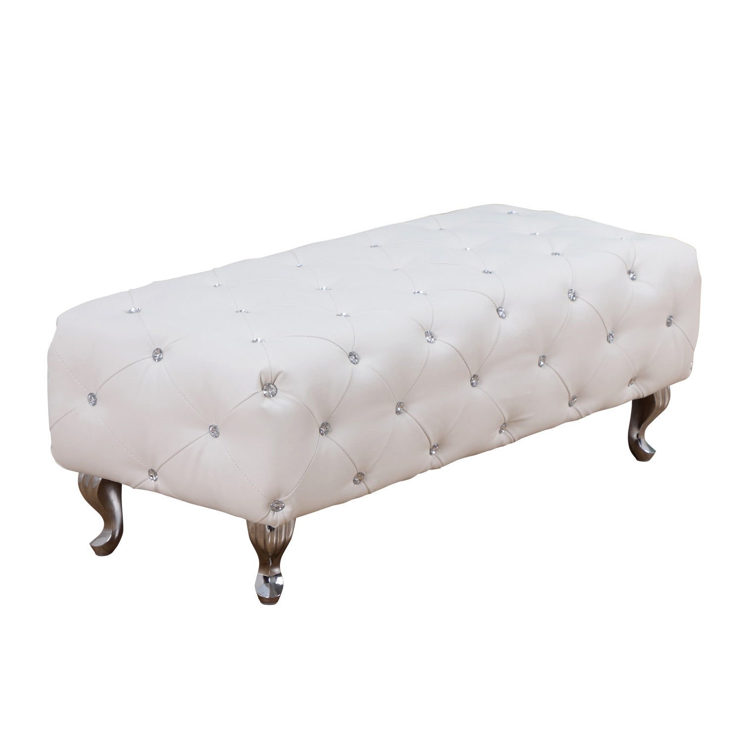 Sofas & Couches PU Leather Crystal Tufted Chaise Lounge Bench