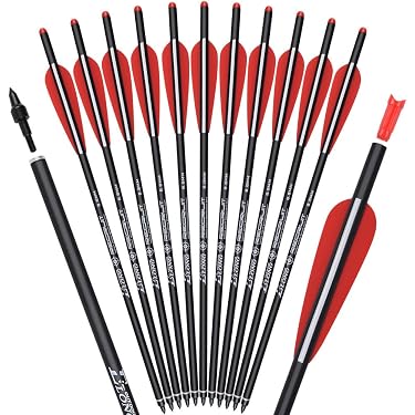 12-Pack 20" Carbon Crossbow Bolts With Halfmoon Vanes | For Hunting & Target Practice