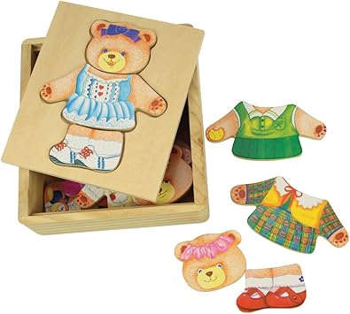 wooden teddy bear dress up puzzle