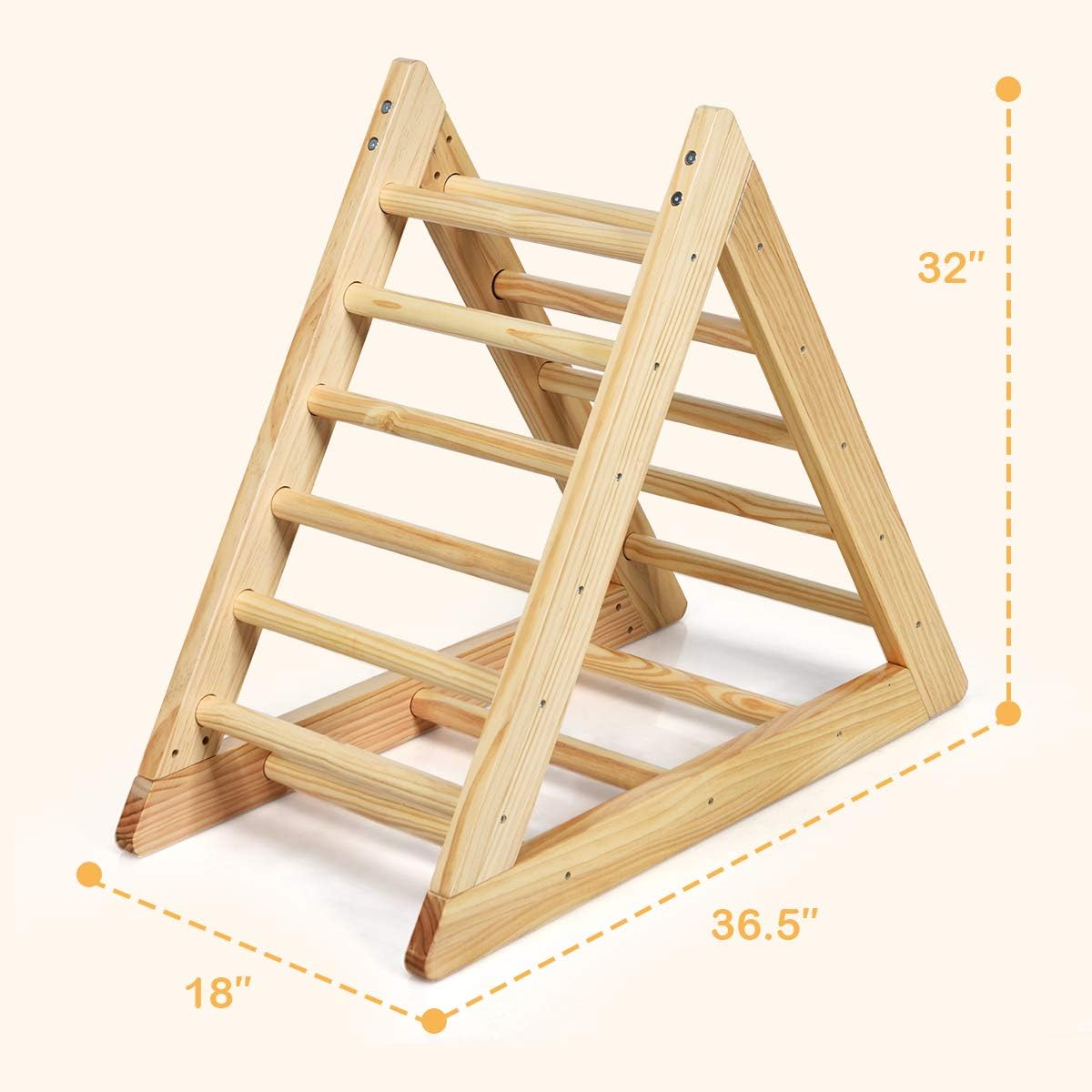 Costzon Kids Climbing Pikler Triangle Ladder, Wooden Triangle Climber with Climbing Ladder for Toddlers, Indoor Playful Climbers with Stable Structure, Suitable for Children Boys Girls 3 Years Old+: Toys & Games