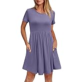 Women's Dresses Casual Crew Neck T-Shirts A-line Dress Summer Dresses for Women XS-2XL