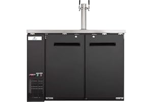 cooler depot Beer Keg Dispenser Kegerator 48" Commercial Refrigerator double Tap Black, Two Half Keg One Tower