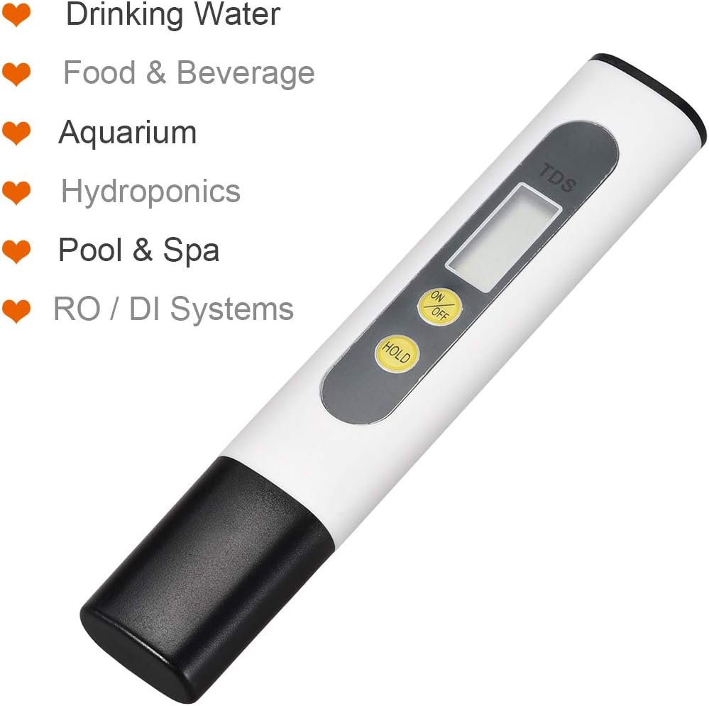 sourcing map TDS Meter 2 PPM Conductivity Meter Digital Tester for Water Aquarium Pool, White, TDS Meter 2/1 Pack - Image 4